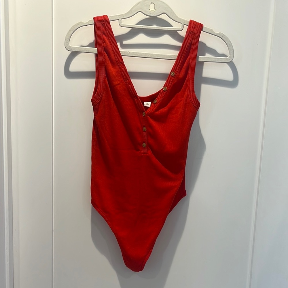 bp Red Bodysuit with Elegant Detailing